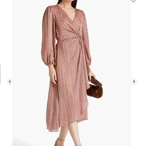 Maje Wrap-effect floral-print satin midi dress